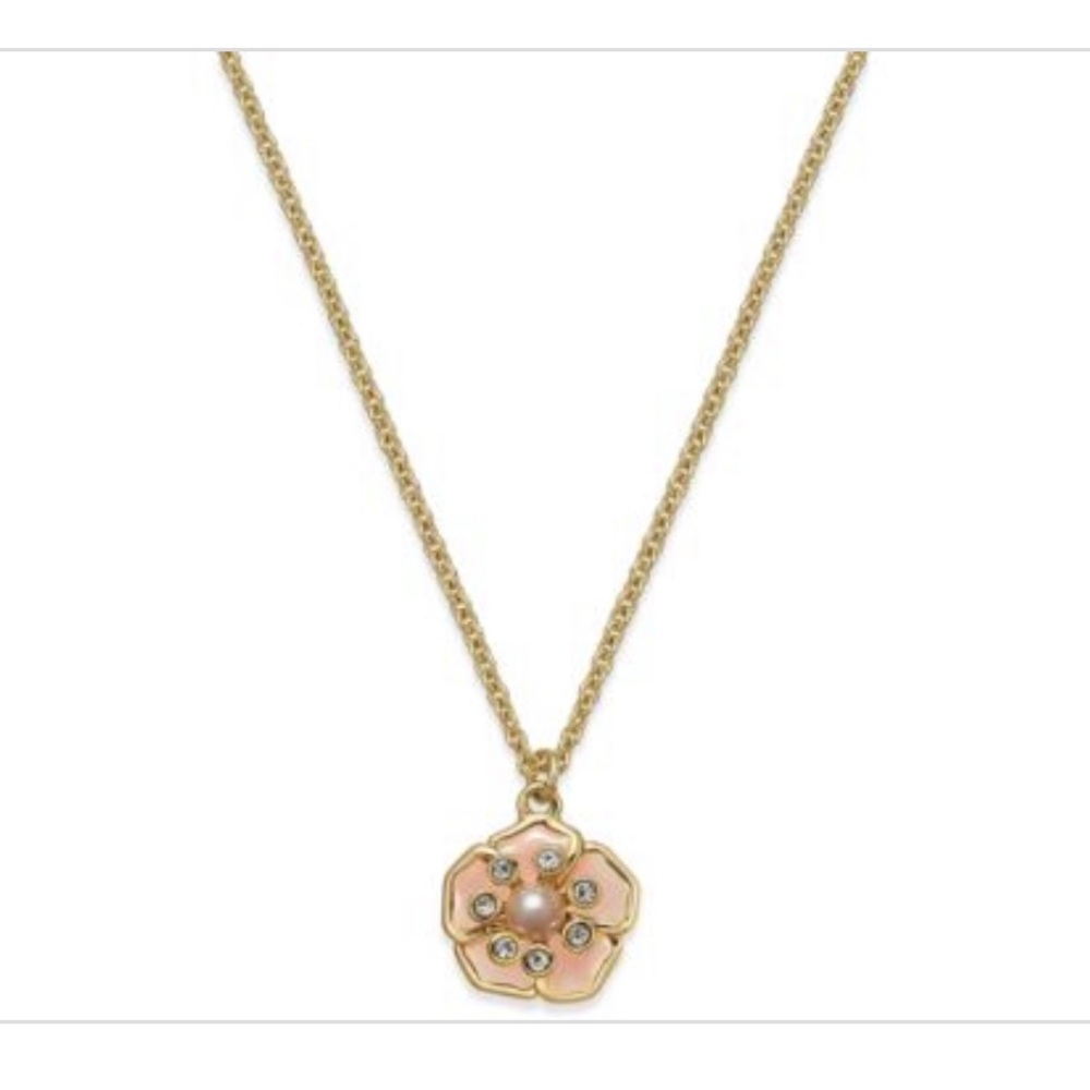 Kate Spade New York Gold-tone Imitaion Pearl Enamel Floral Pendant Necklace